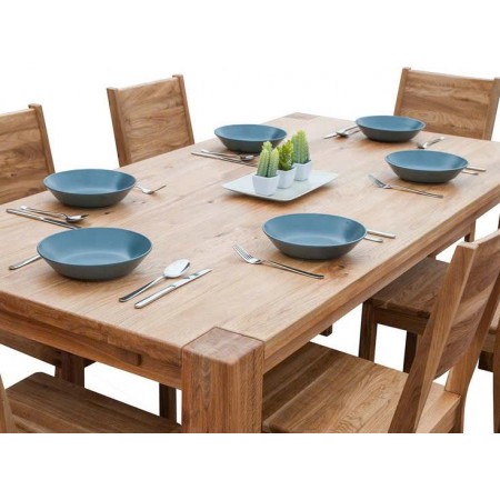Chunky1m6 : Bàn Ăn Gỗ Sồi 1m6 + 6 Ghế ( 3N - Mặt Ghế Gỗ )